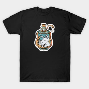 Funny Rhino in a Genie Bottle T-Shirt